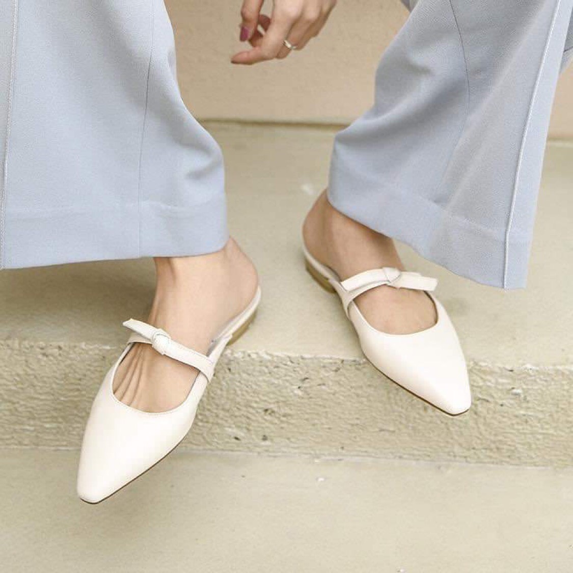 Giày sục mũi vuông 2 phân quai thắt - Có bigsize 40 trở lên hình thật shop tự chụp