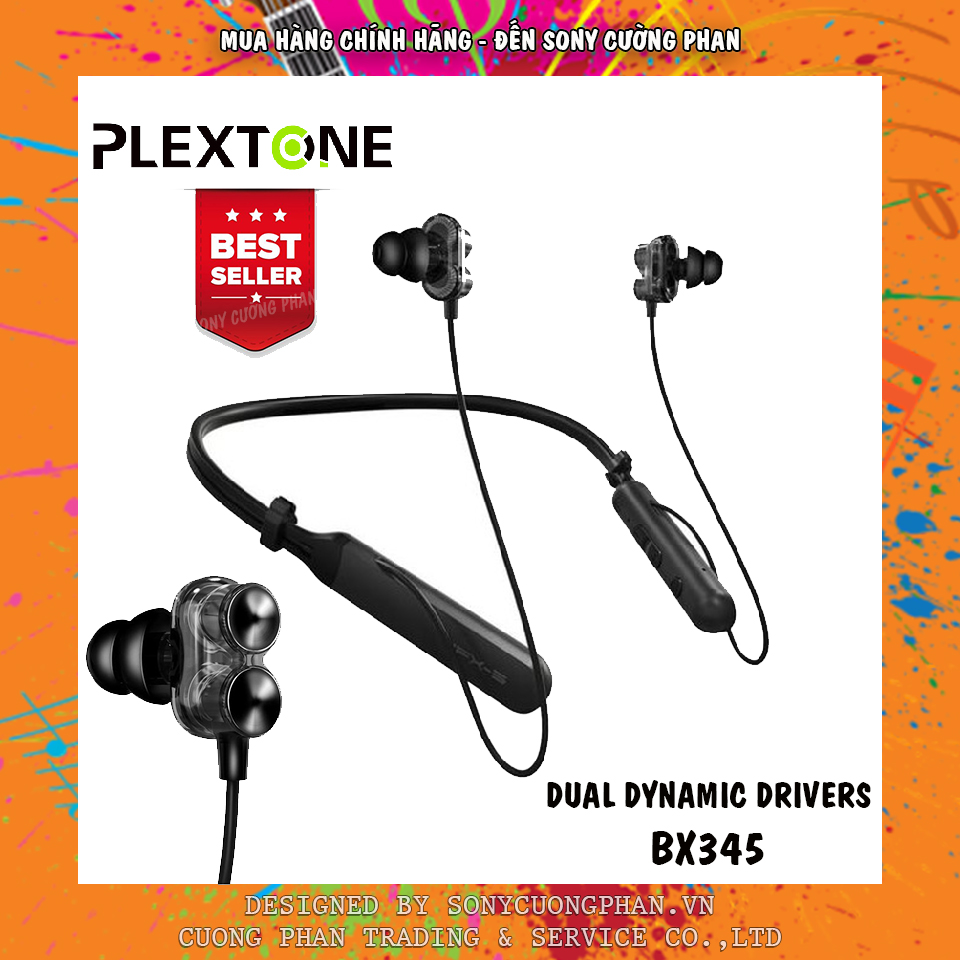 Tai nghe thể thao bluetooth có mic plextone bx345 - dual dynamic driver, chống nước ipx5