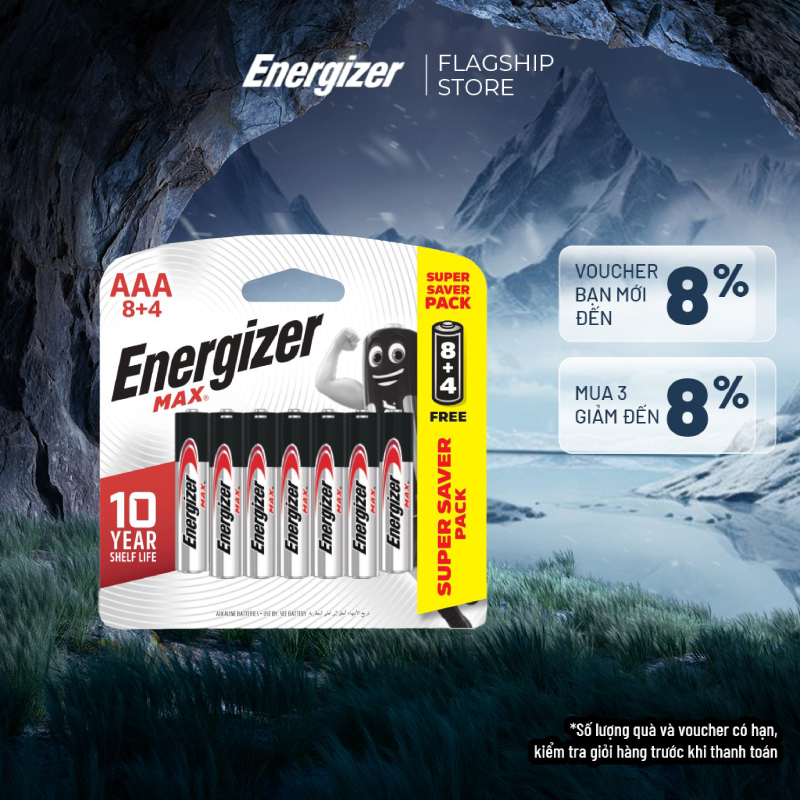 Pin aaa energizer max e92 bp8+4 - vỉ 8 tặng 4