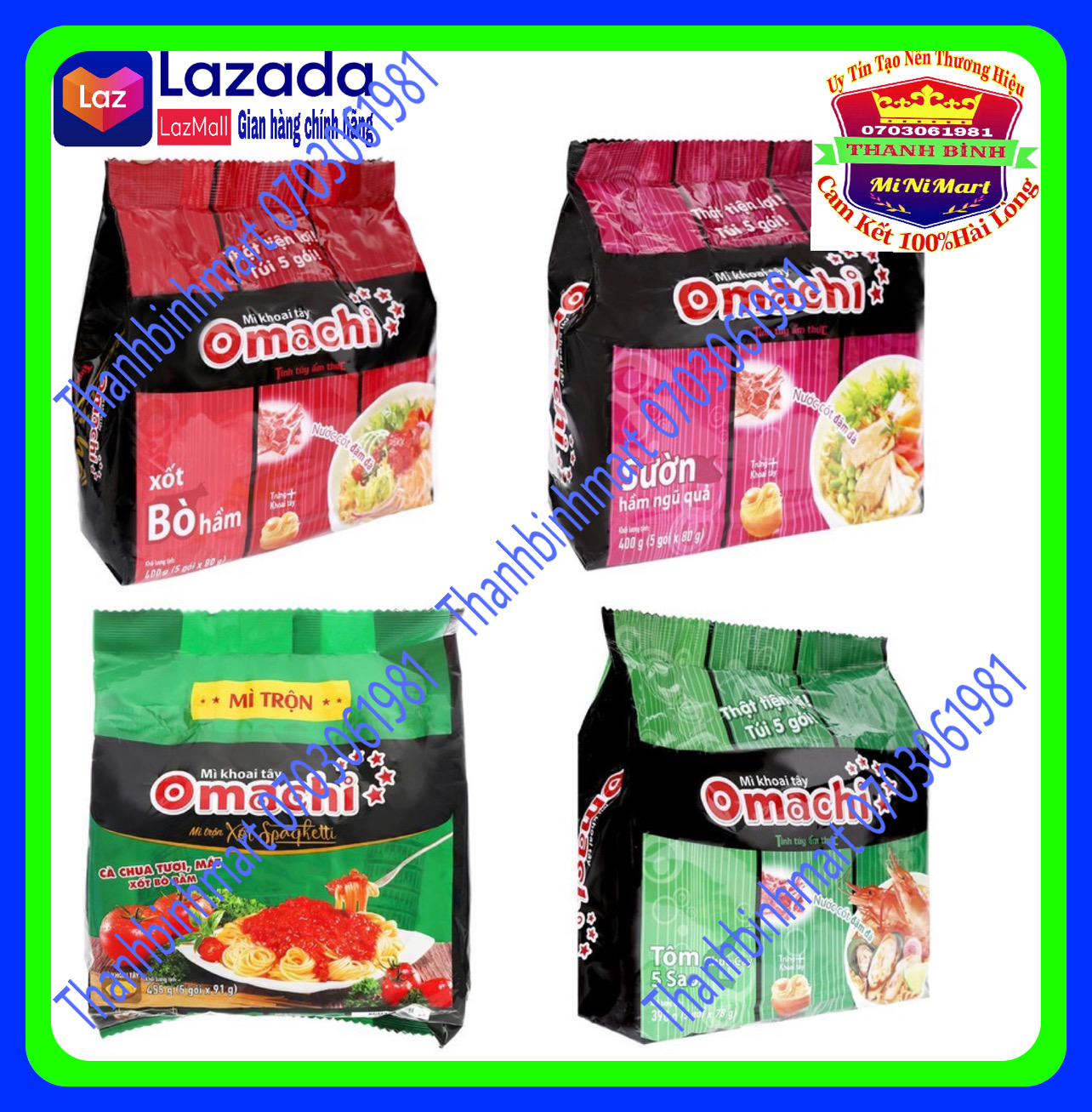 ComBo 5Gói-10Gói  Mì Omachi Vị Bò Hầm, Sườn, Tôm chua cay,mì trộn xốt spaghetti