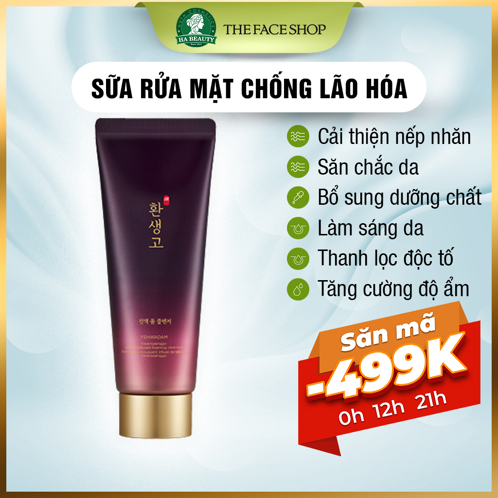 Sữa rửa mặt cấp ẩm chống lão hóa sạch sâu The Face Shop Yehwadam Hwansaenggo Serum Infused Foaming Cleanser 150ml