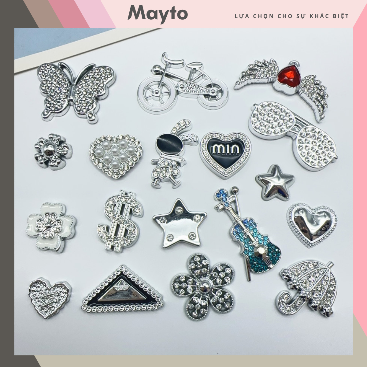 Sticker, Charm 3D chủ đề Xe Đạp Bling bán lẻ DIY Mayto gắn Dép, Dép Sục, Cá Sấu JB-279