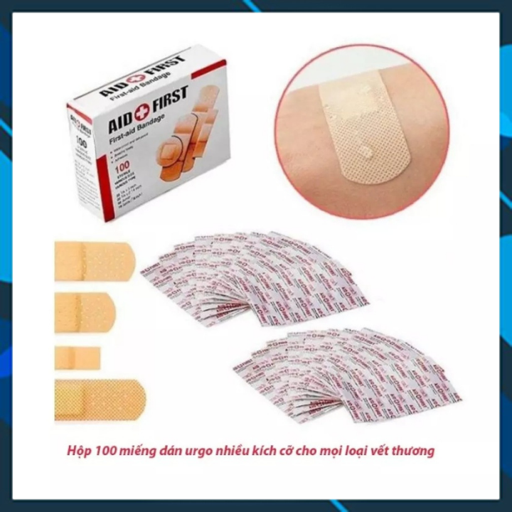 Hộp [Urgo ] 100 Miếng Băng Gạc Dán Vết Thương- Hộp dán vết thương 100 miếng tiện lợi không thể thiếu trong tủ thuốc nhà bạn