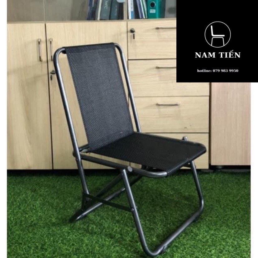 Ghế xếp lò xo sắt lưng ngắn chính hãng nam tiến, ghế cà phê vải lưới ngồi siêu êm, câu cá, dã ngoại