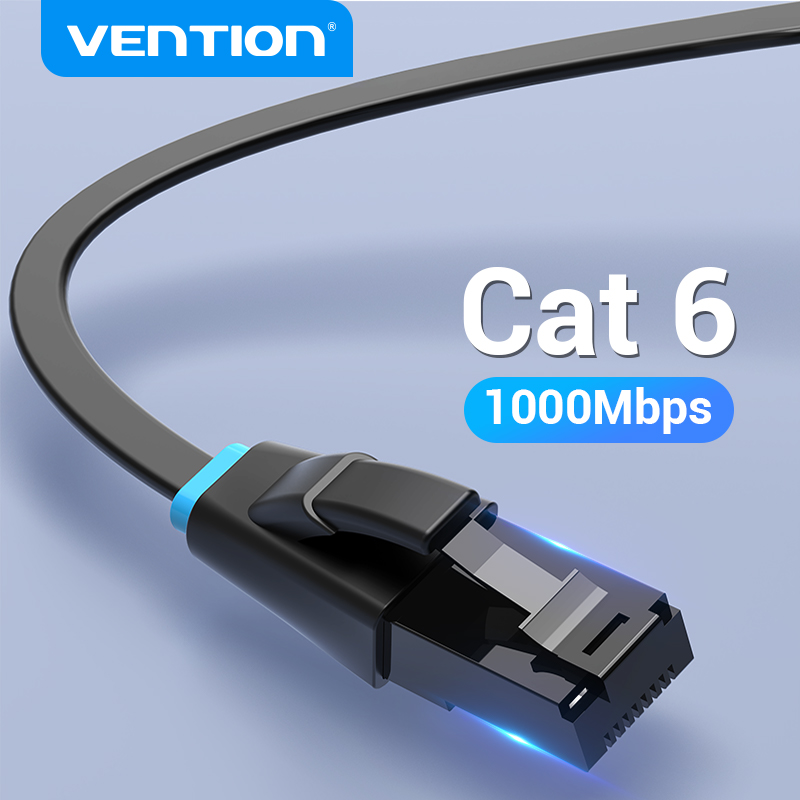 Vention dây cáp mạng lan Cat6 Ethernet Flat Cable UTP CAT 6 1000Mbps RJ45 Network Cable Patch Cord 50M 40M 10M 5M 3M 2M 1M cho Laptop Router dây lan wifi cáp internet Cat 6