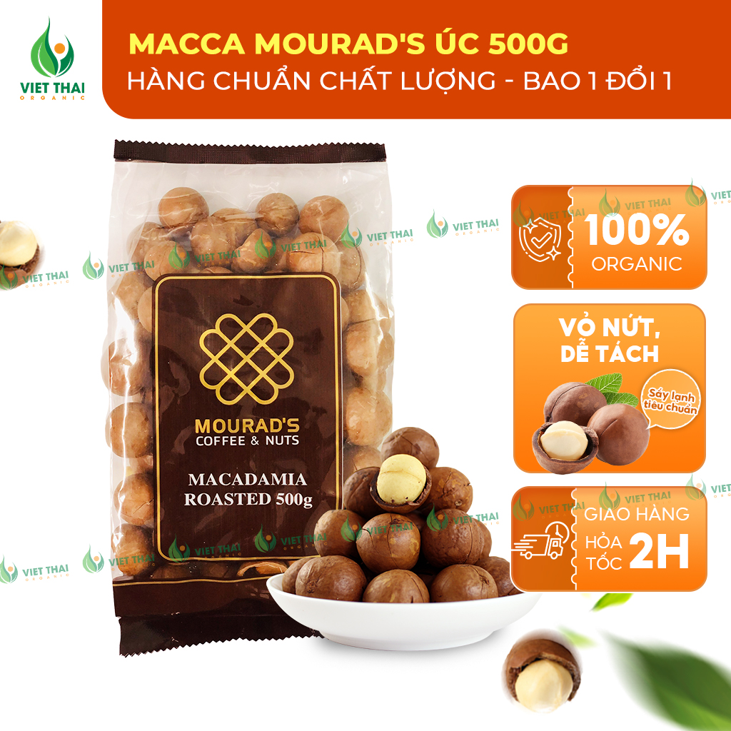 🔥 Hạt Macca - Mắc Ca Úc Loại 1 Béo Giòn Sấy Nứt Vỏ 500g  Việt Thái Organic