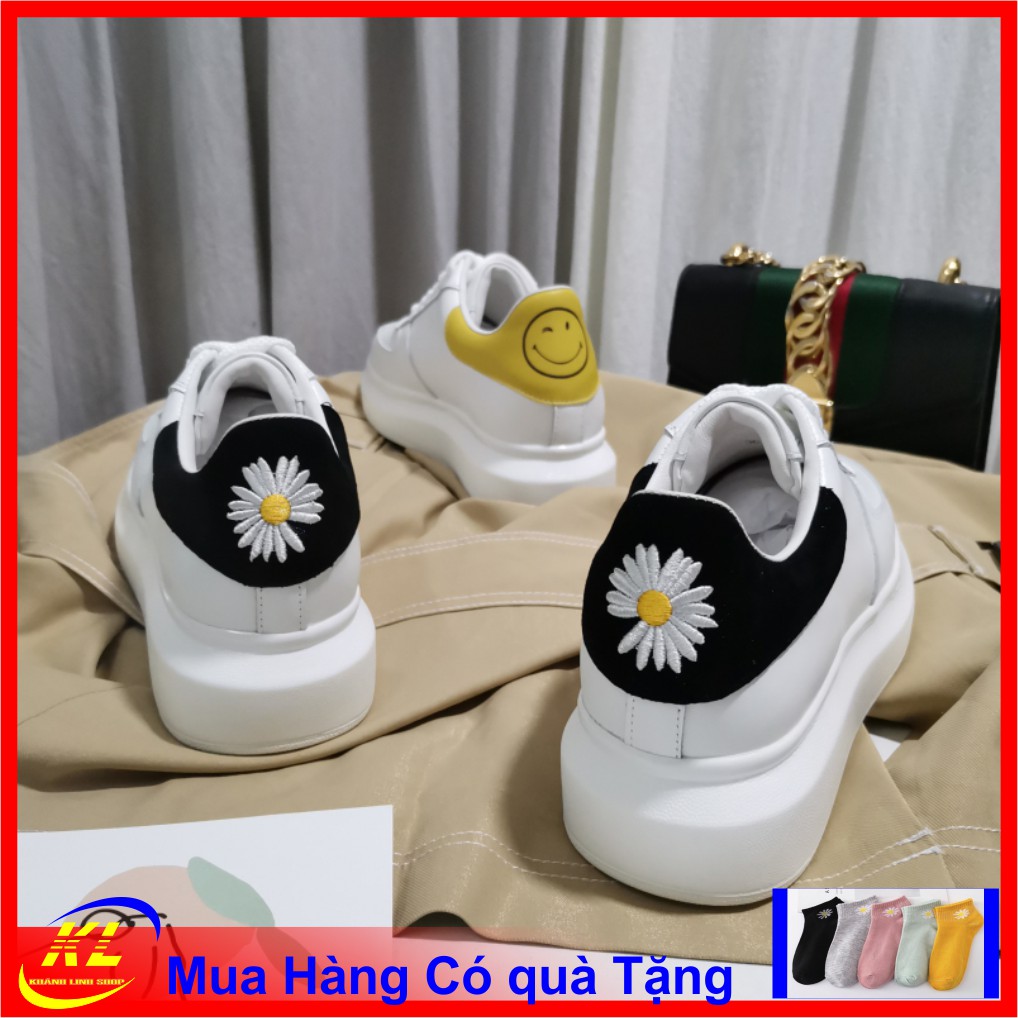 giày thể thao nữ độn đế 5p viền gót đen, gót hoa cúc Đế Cao Su Bên Đẹp Giảm Rẻ