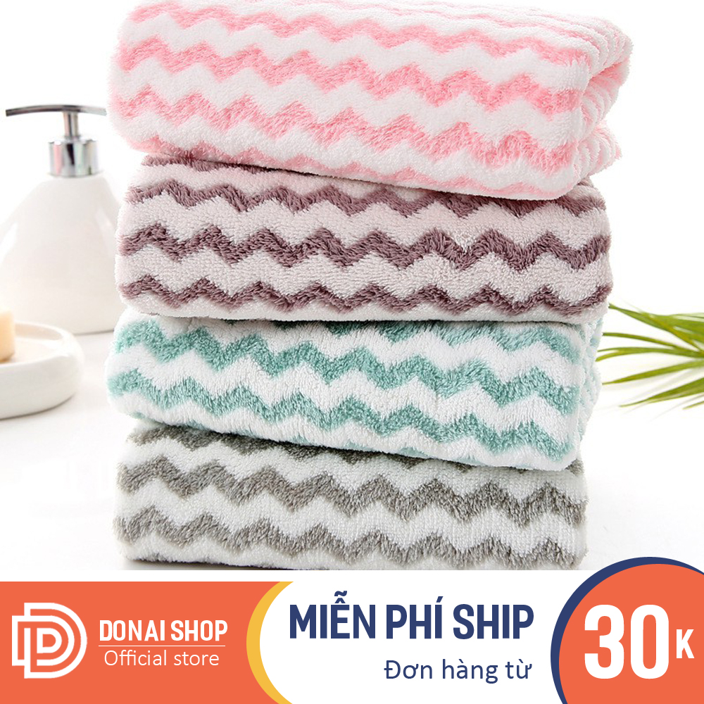 Khăn tắm lông cừu Hàn Quốc mềm mịn, thấm hút tốt họa tiết sọc kích thước 35x75 cm 75.KTLC.DONAI