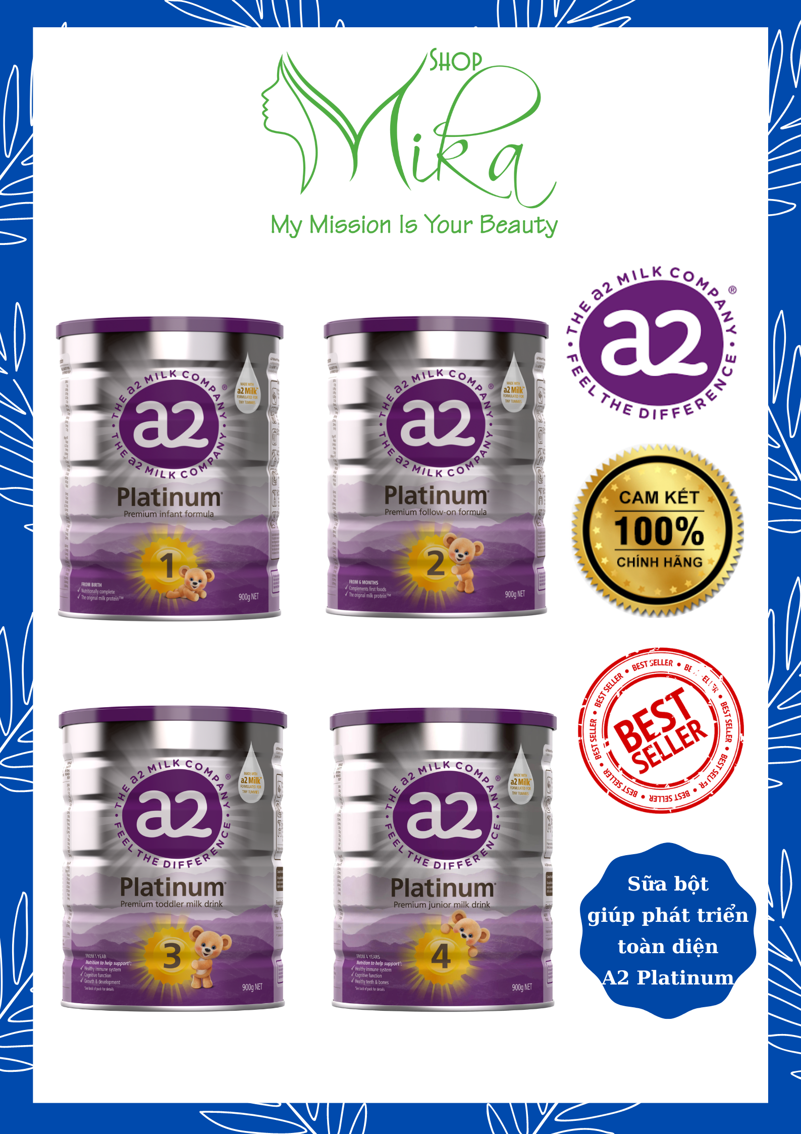 Sữa a2 platinum úc 900 gram đủ số 1,2,3,4 - sữa kim cương