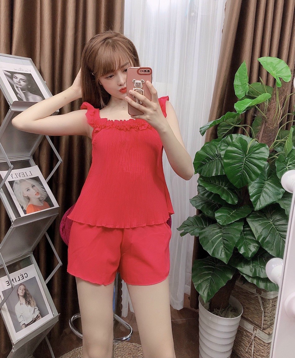 Đồ bộ mặc nhà kate lụa đùi dễ thương 476