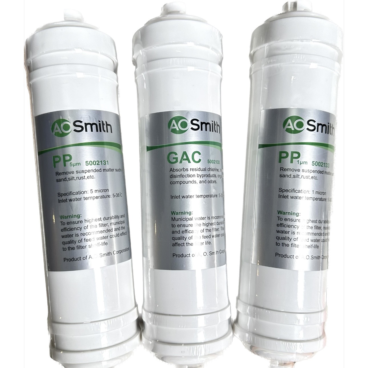 Bộ lõi lọc 123 cho máy lọc nước ro a.o.smith - g1, g2, s2, a1, a2