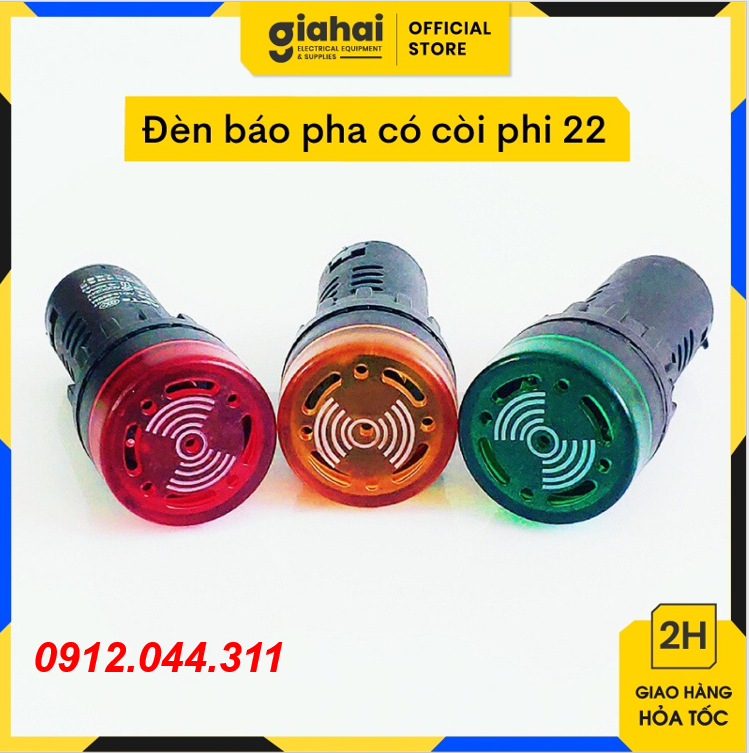 Đèn báo có còi phi 22, đèn báo pha có còi báo động TBD38