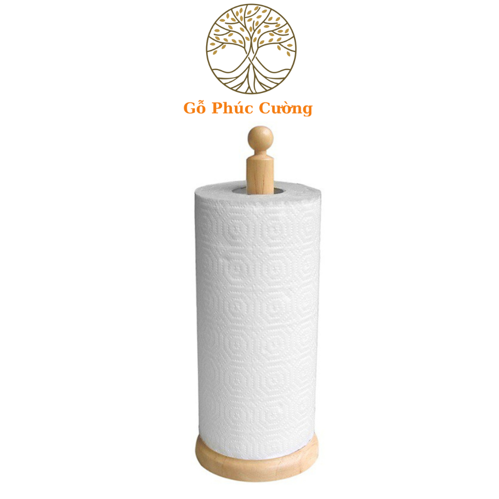 Cây để giấy cuộn đa năng cmart home chất liệu gỗ cao su bền đẹp - kích thước 12x12x30 cm