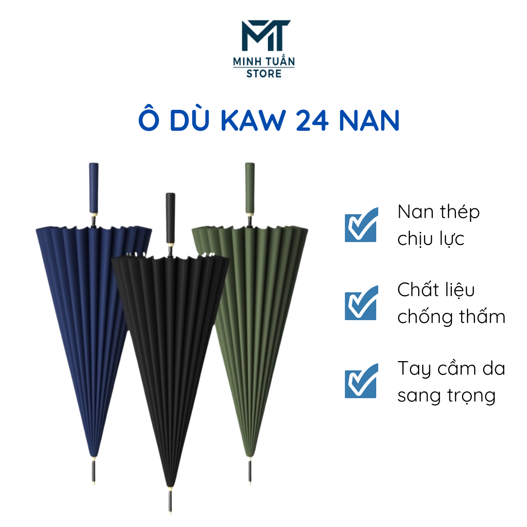 Dù Cầm Tay, Cây dù che mưa KAW, Ô Đi Nắng Đi Mưa, Cây Dù Che Mưa Cỡ Lớn Siêu To Loại 24 Nan.  Đường Kính 116 CM Dành Cho 3 Người Thiết Kế 24 Nan Thép 304L Không Rỉ. - Sự Hài Lòng Của Bạn Là Đam Mê Của Chúng Tôi