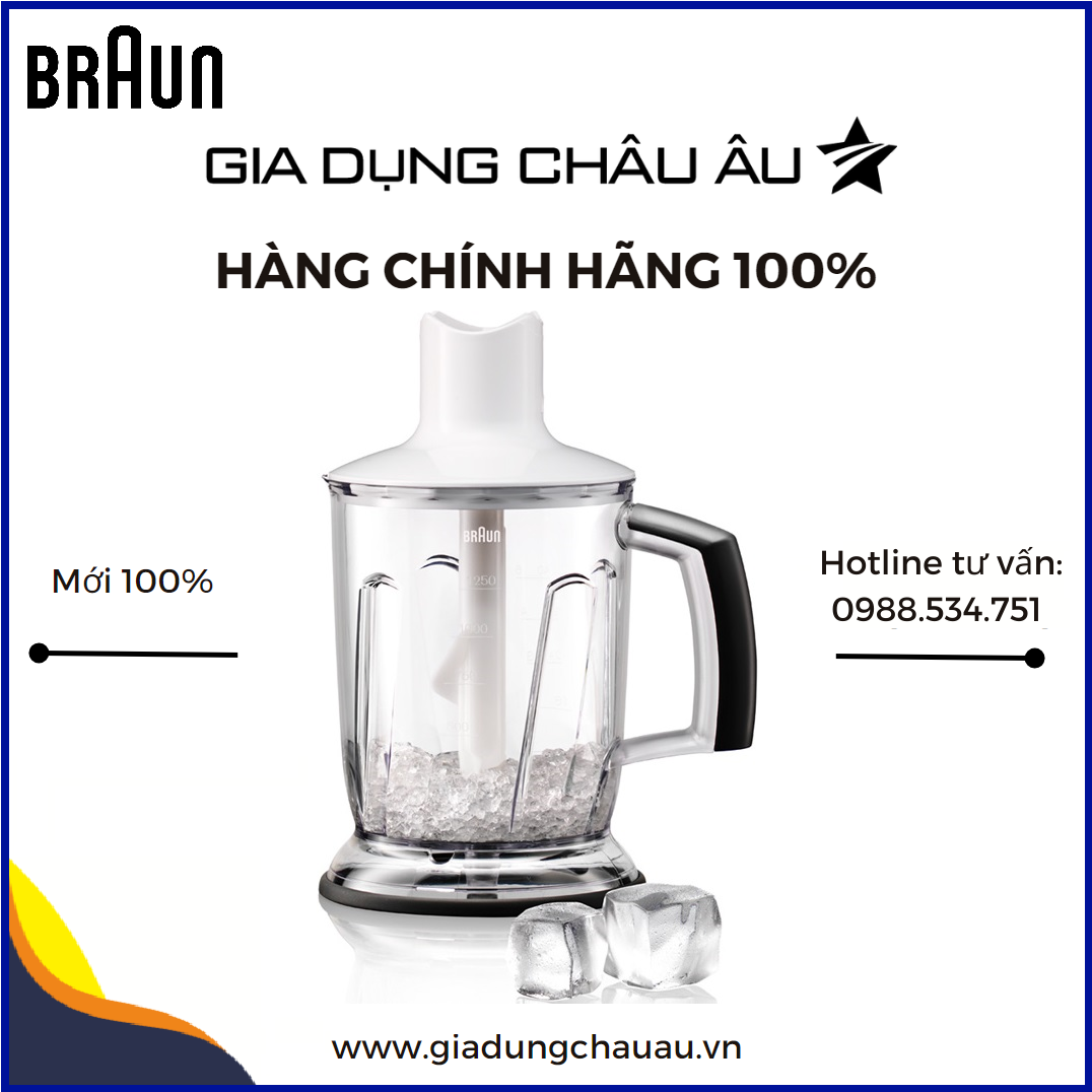 [CHÍNH HÃNG] Phụ kiện cối xay đá Braun 1250ml máy xay cầm tay Braun - Cối xay thịt Braun 1.2L Tương thích với các dòng máy xay Braun MQ5235 MQ5200 MQ5245 MQ5030 MQ3000 MQ3035 MQ3045 cối xay sinh tố braun 1.2L Cối braun 1250ml Cối xay Braun
