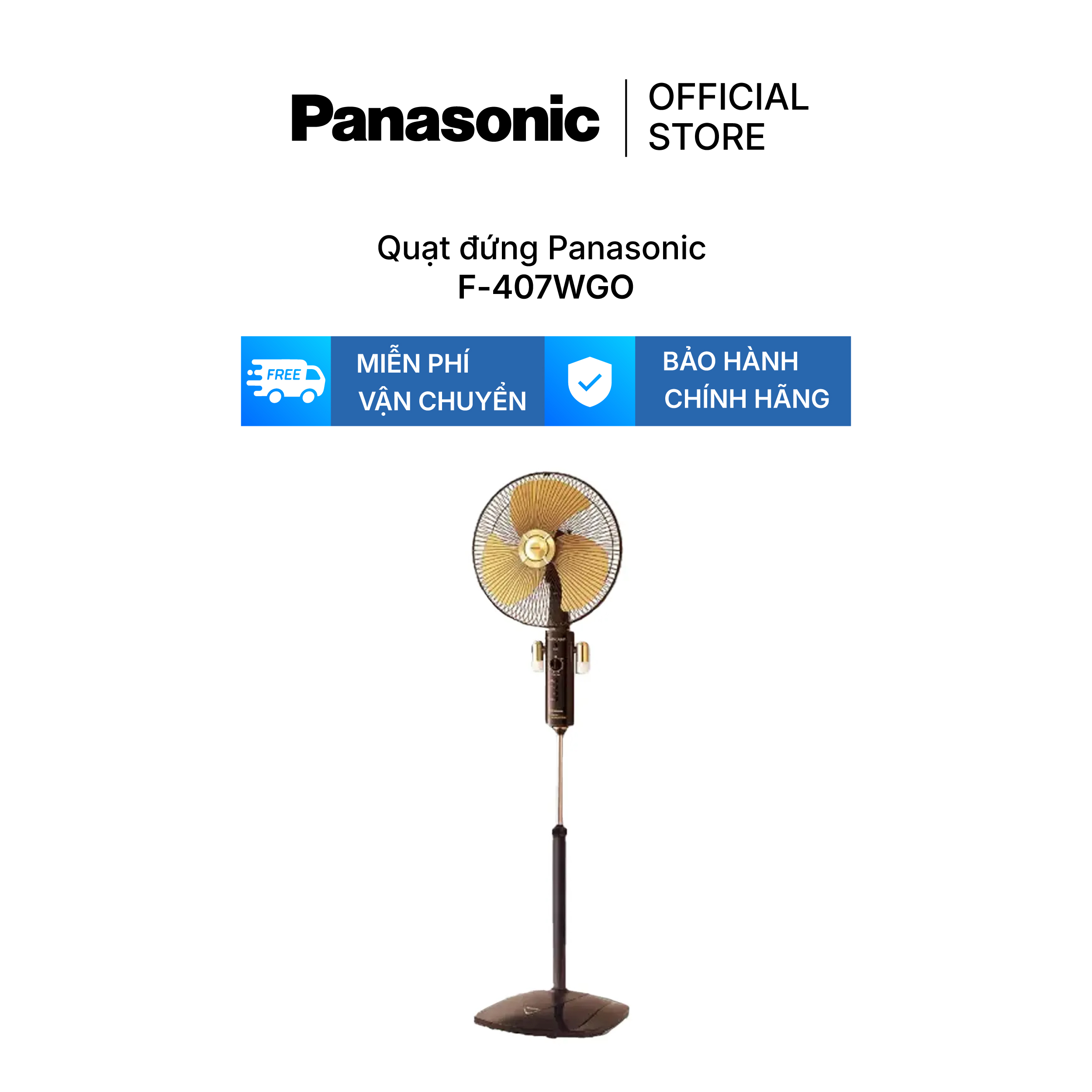 Panasonic Standing Fan Model F-407Wgo (Golden Color - 3 Wind Modes - Capacity 53.5W)