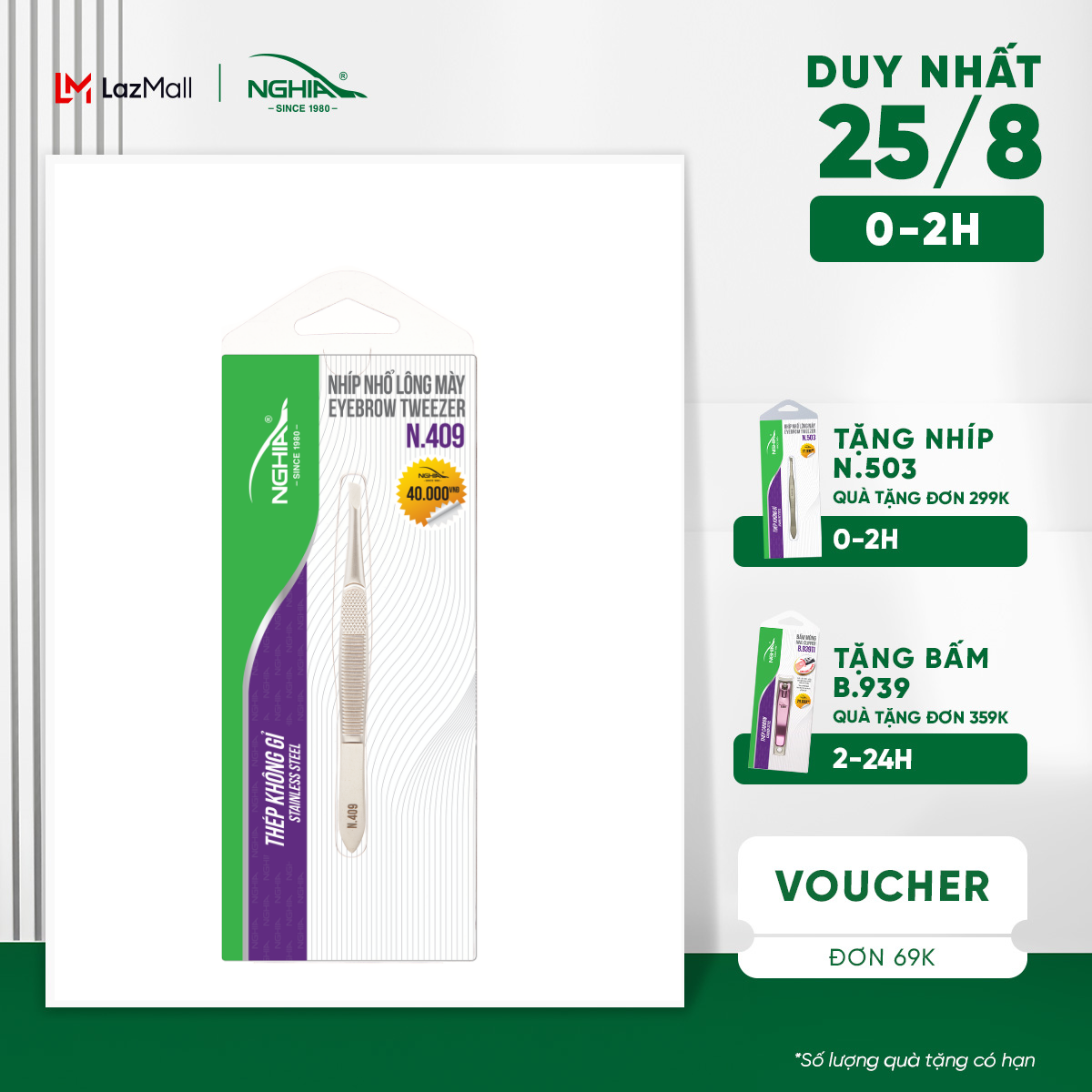 Nhíp inox đầu xéo nhổ lông mày mạ vàng ánh kim kềm nghĩa n.409