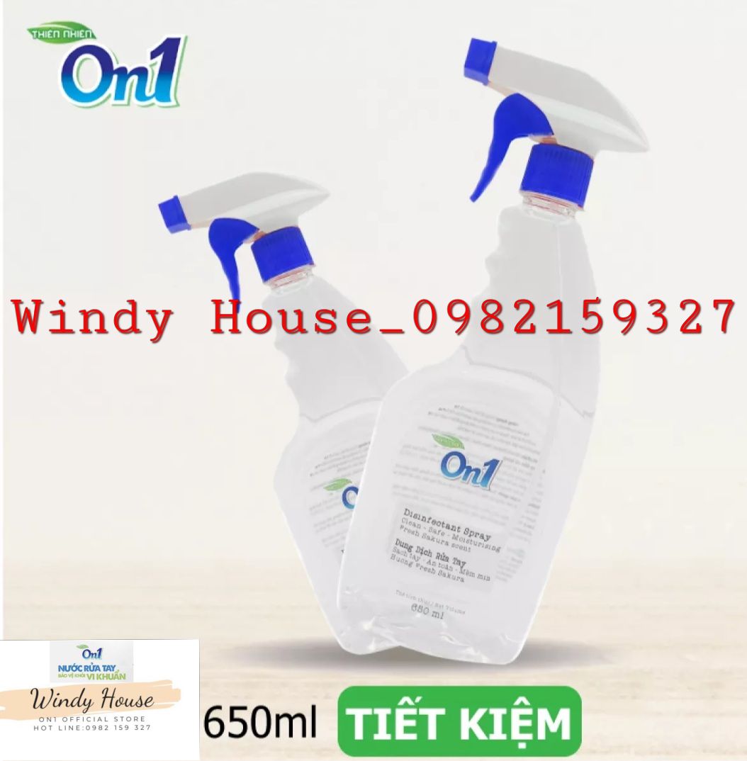 Combo 5 chai dung dịch rửa tay khô on1 6500ml - hương fresh sakura _ dạng chai xịt phun sương