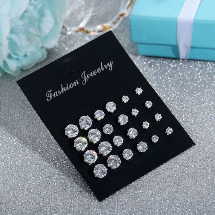 Set 12 đôi bông tai nữ cườm btk111
