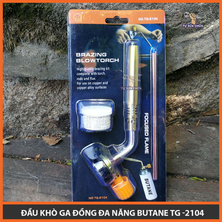 Đầu khò ga bằng đồng đa năng KOVEA KT -2104, đèn khò hàn ống đồng công nghệ Hàn Quốc, gồm: đầu khò, 3 que hàn, bột hàn