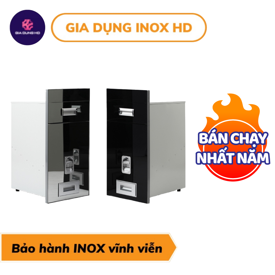 Thùng gạo mặt gương lắp tủ bếp [ FREE SHIP ] thùng đựng gạo thiết kế thông minh sang trọng, tủ gạo, thùng chứa gạo, thùng gạo lắp tủ bếp, tủ đựng gạo