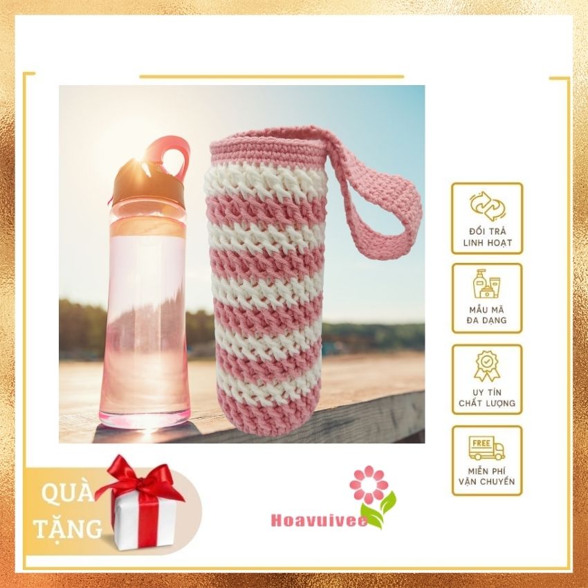 Túi đựng bình Giữ Nhiệt móc len thủ công/ túi đựng bình nước tiện lợi cho bé đén trường 350ml - 500ml