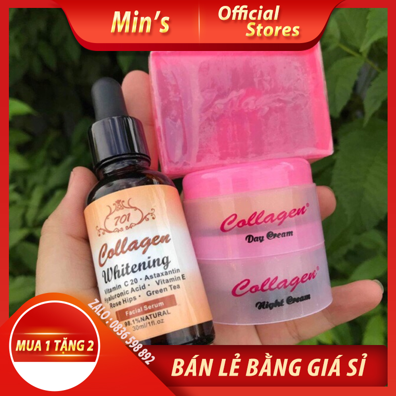 Combo kem và serum collagen plus vit e 701
