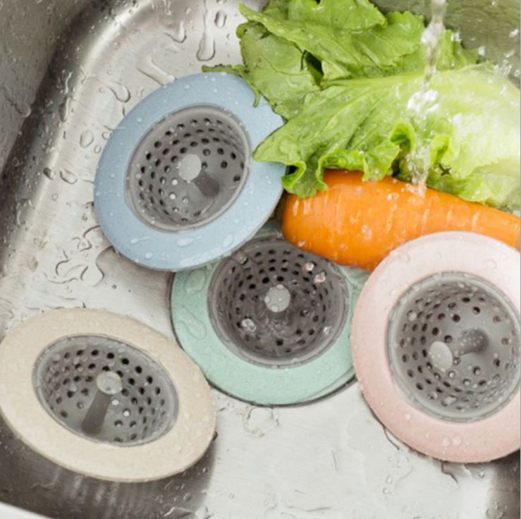 Dụng cụ lọc rác bồn rửa chén bát, chặn rác đa năng silicon chống tắc đường ống nước nhà bếp loại tròn có núm tiện lợi