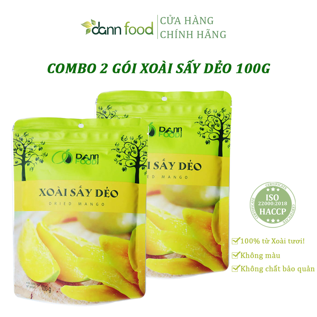 Combo 2 gói xoài sấy dẻo ít đường dann food 100g