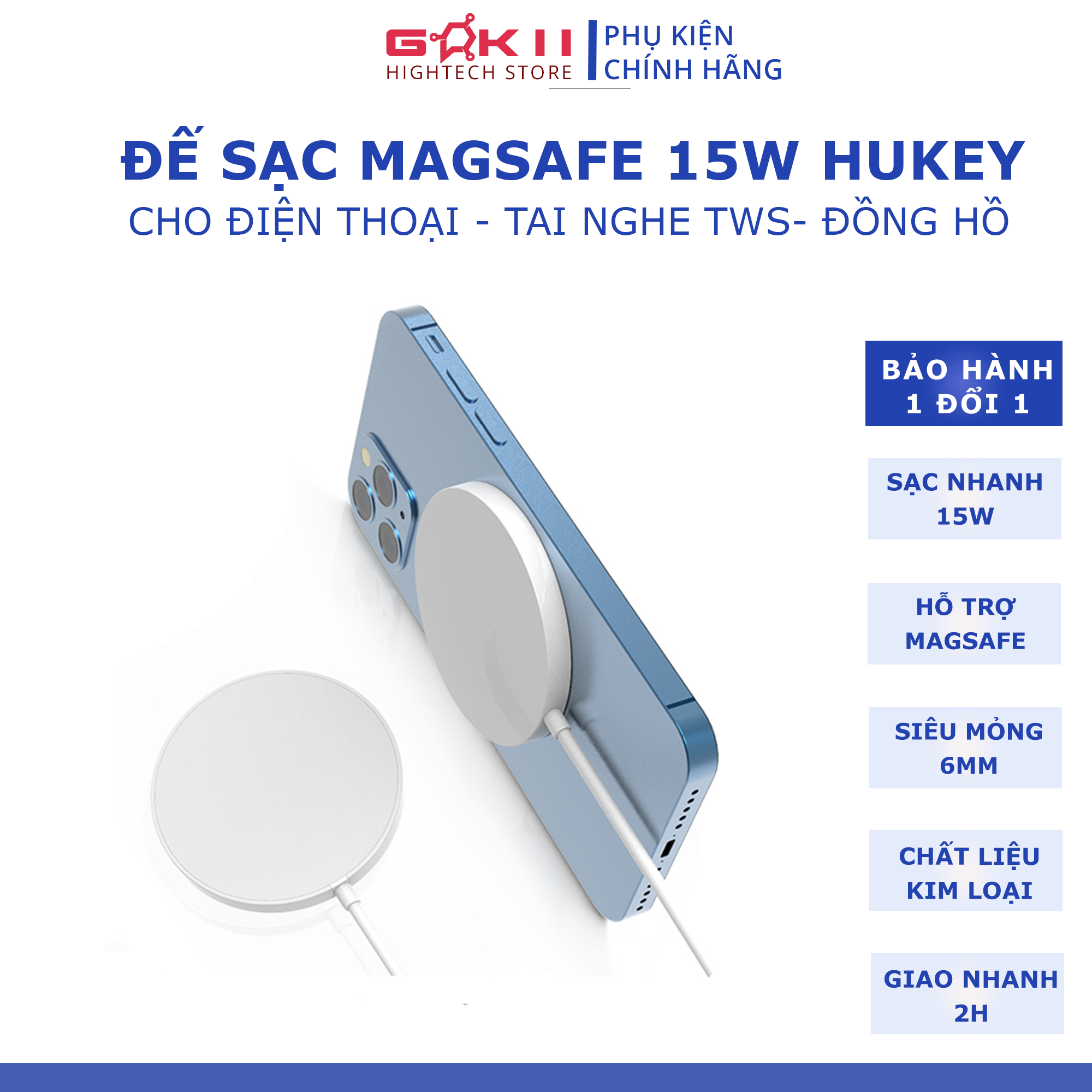 [FreeshipMAX] Đế sạc không dây MagSafe 15W Wireless Charger 15W Qi cho điện thoại 12, 12 Promax , iphone 11 Samsung Huawei Oppo_Gokki Shop