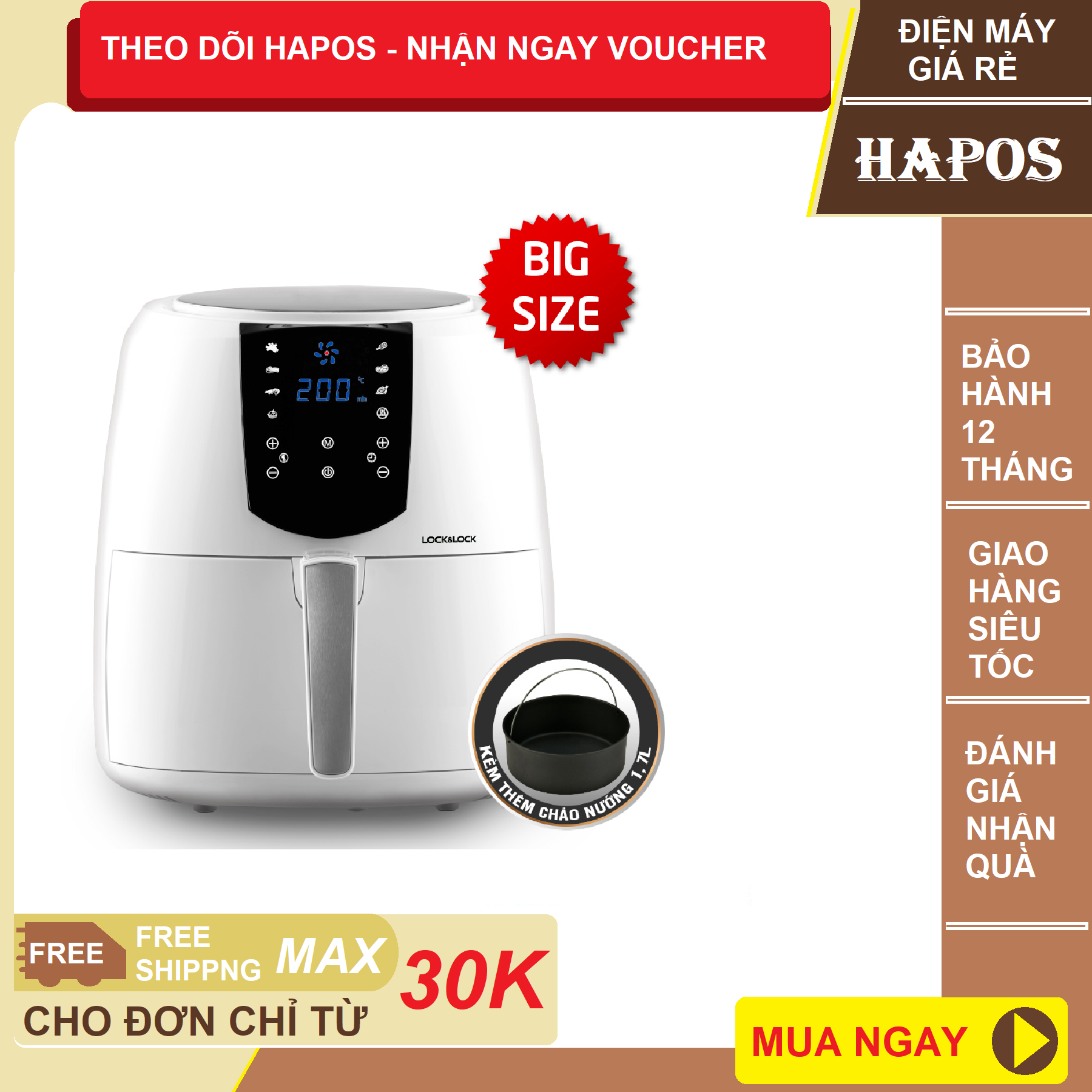 Nồi chiên không dầu lock&lock ejf357wht
