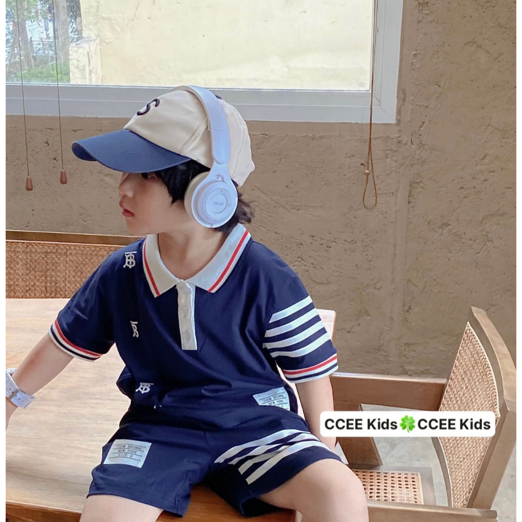 Set bộ quần áo bé trai polo Công tử Hàn Quốc size đại 14