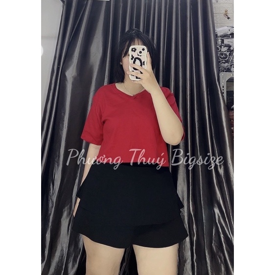 Áo thun cổ tim tay ngắn form croptop nữ bigsize - Phương Thúy Bigsize