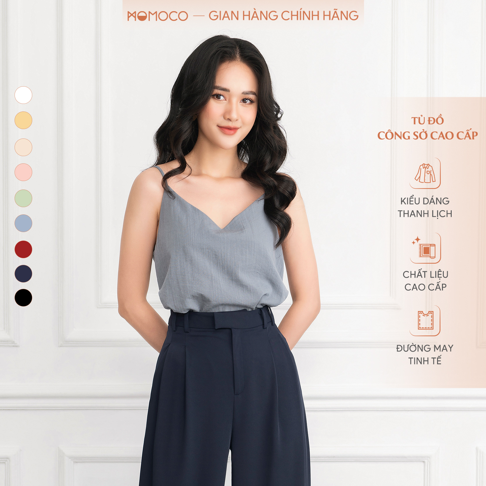 Áo hai dây nữ momoco - m2778 - essentials basic camisole chất đũi xước mềm mại thiết kế đơn sắc tối giản nhiều màu