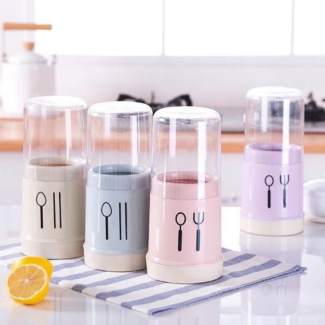 [HCM]Ống cắm đũa thìa có nắp để bàn hình kute - Hộp đựng đũa muỗng