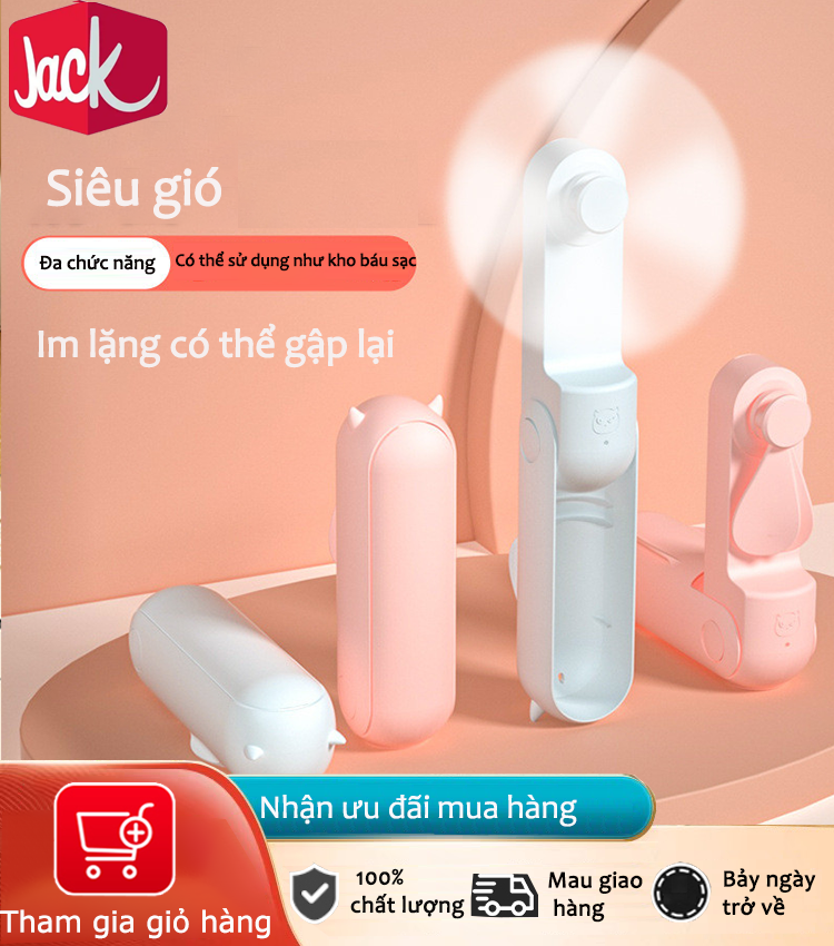 Jack Quạt cầm tay nhỏ Quạt sạc USB di động Im lặng có thể gập lại