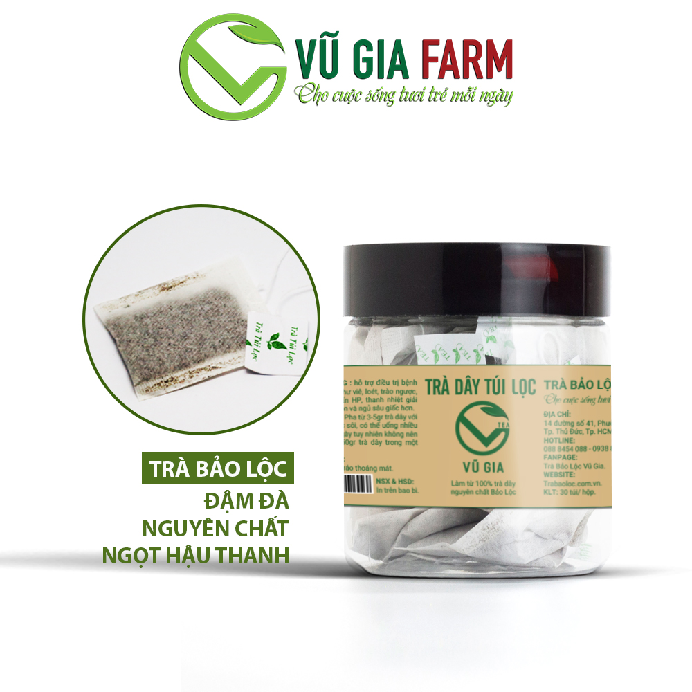 Trà Dây Túi Lọc Nguyên Chất Vũ Gia (30 gói/hũ) - Giảm cân an toàn, hỗ trợ đau dạ dày, tiêu hóa , cải thiện mất ngủ, giảm stress hiệu quả - Đã được kiểm nghiệm y tế