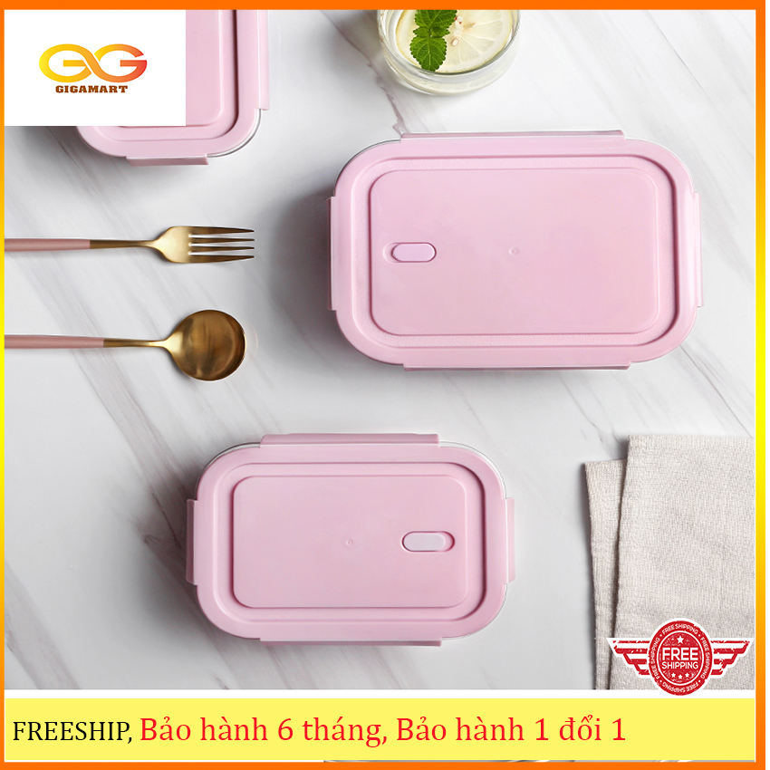 Hộp cơm thủy tinh 1 ngăn, Hộp thủy tinh đựng thực phẩm chữ nhật 680ml, dùng được trong lò vi sóng
