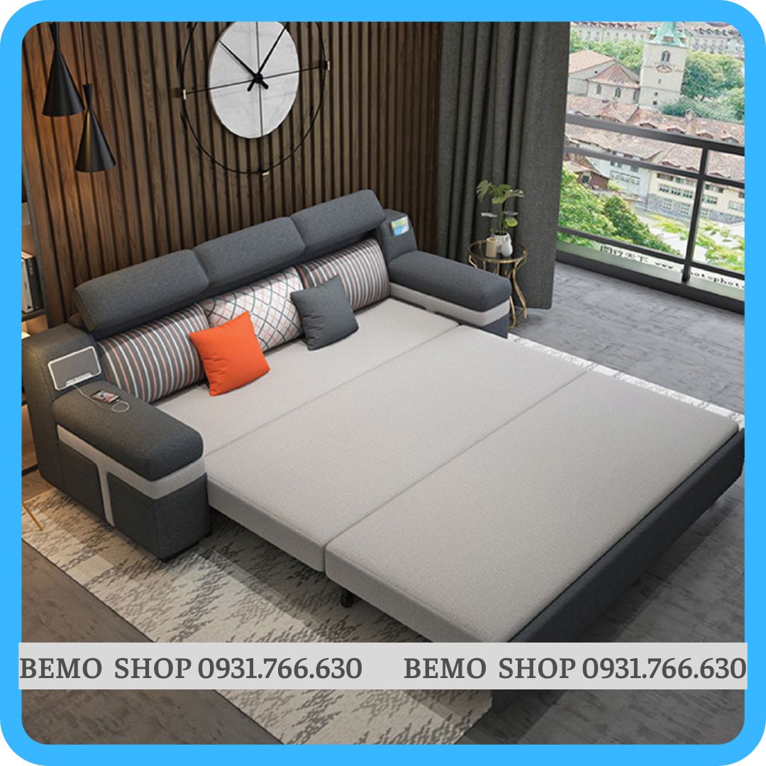 Giường sofa nệm bọc vải sợi Nano cao cấp 2.1m toàn bộ khung giường là sắt sơn tĩnh điện