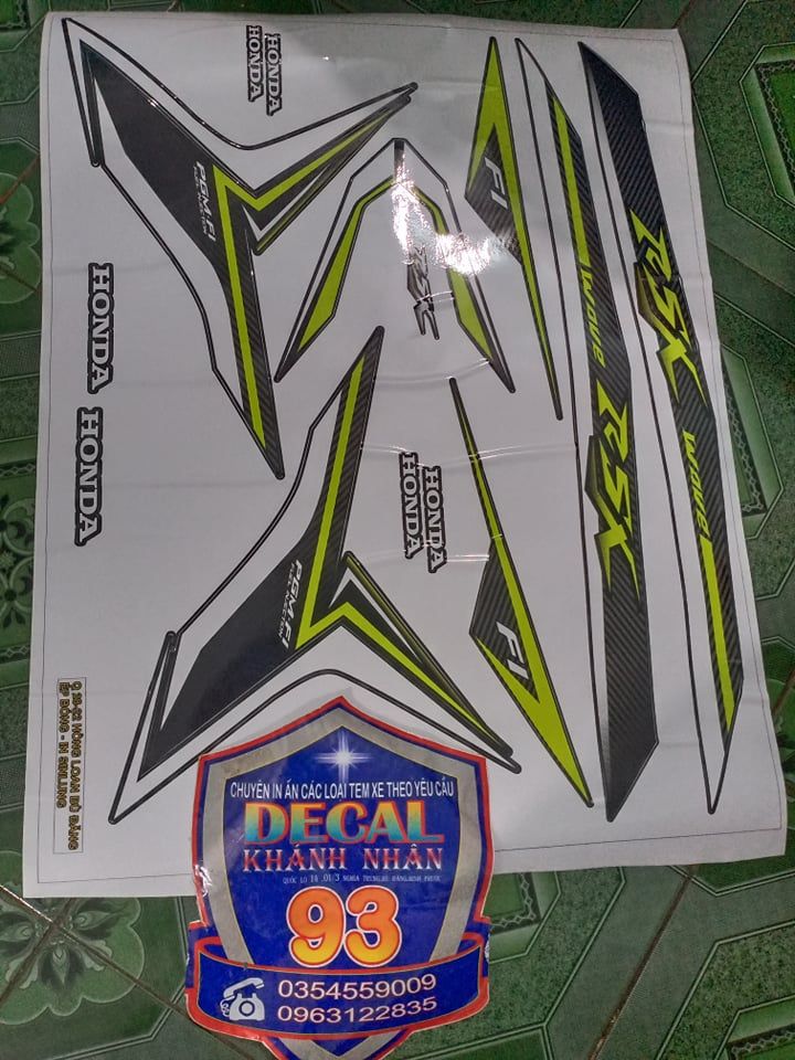 Tem rời dán xe wave rsx fi 2017 ko bay  màu xanh non dán xe đen