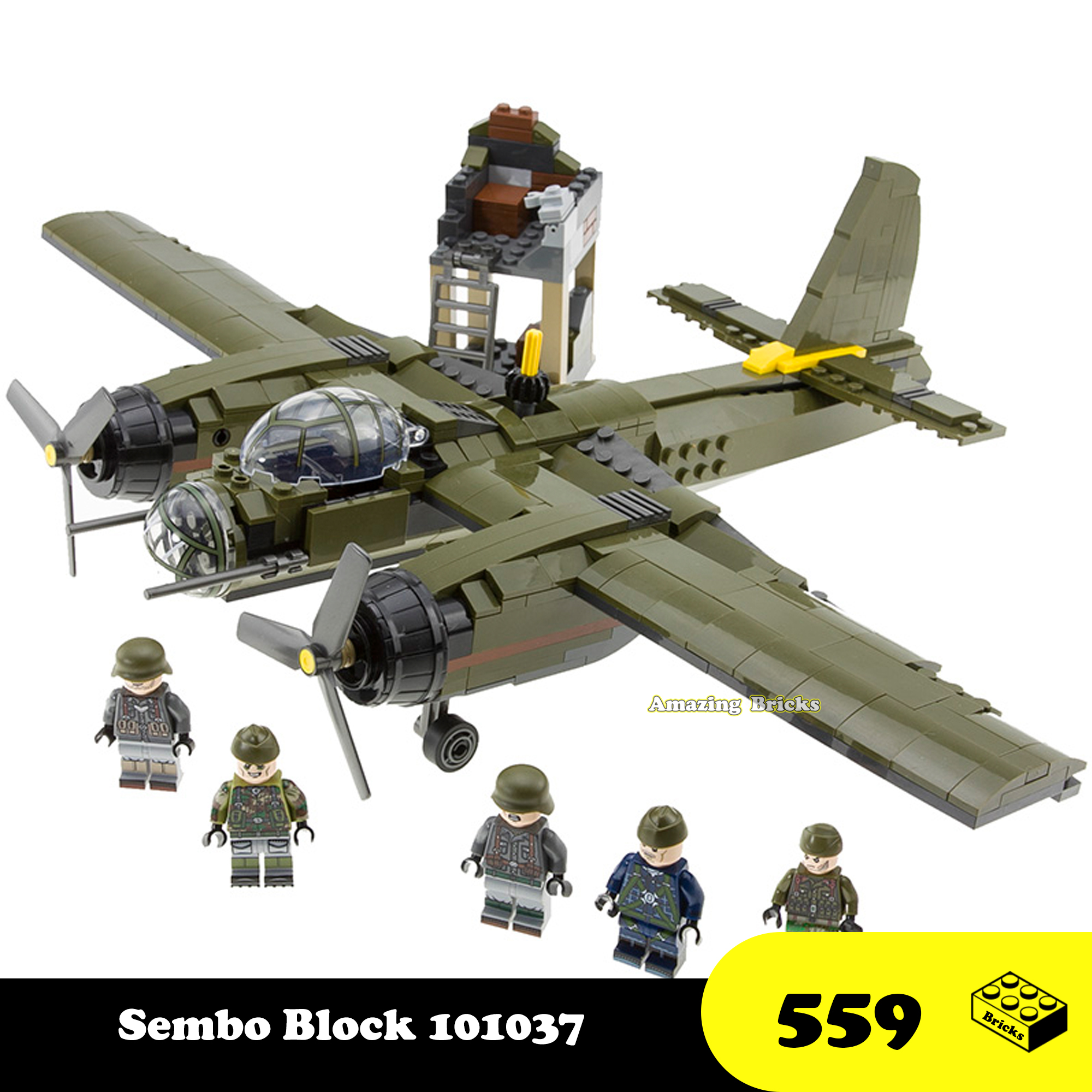 Lego Lắp Ráp Máy Bay Quân sự Không Kích Boom hạng nặng - Sembo Block 101037 Đồ chơi Xếp hình thông minh, Không quân Đức boomer 88, Quà tặng cho bé