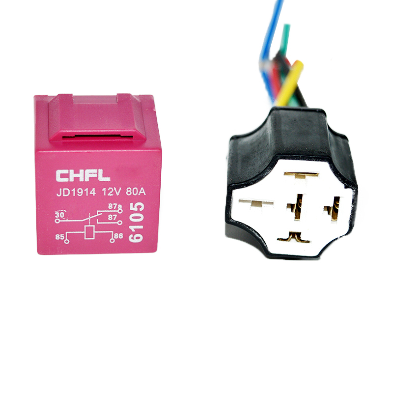 Relay 5 chân 12V 80A và chui cắm bằng sứ chống thấm nước SRL5