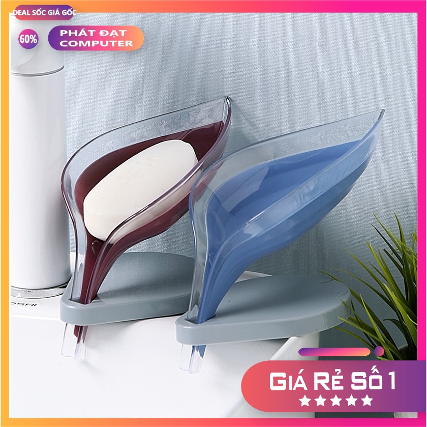 GIÁ ĐỠ XÀ PHÒNG HÌNH CHIẾC LÁ  XINH XẮN TIỆN LỢI GIÚP XÀ PHÒNG BẠN LUÔN KHÔ RÁO - Khay để xà bông Hình CHIẾC Lá hộp đựng xà phòng có gờ tiện dụng, không lo bị đọng nước trong khay