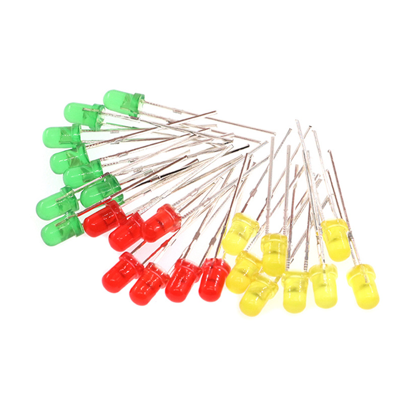 Gói 10 con - led phủ màu phi 5, led phủ màu 5mm, đỏ, xanh lá,vàng