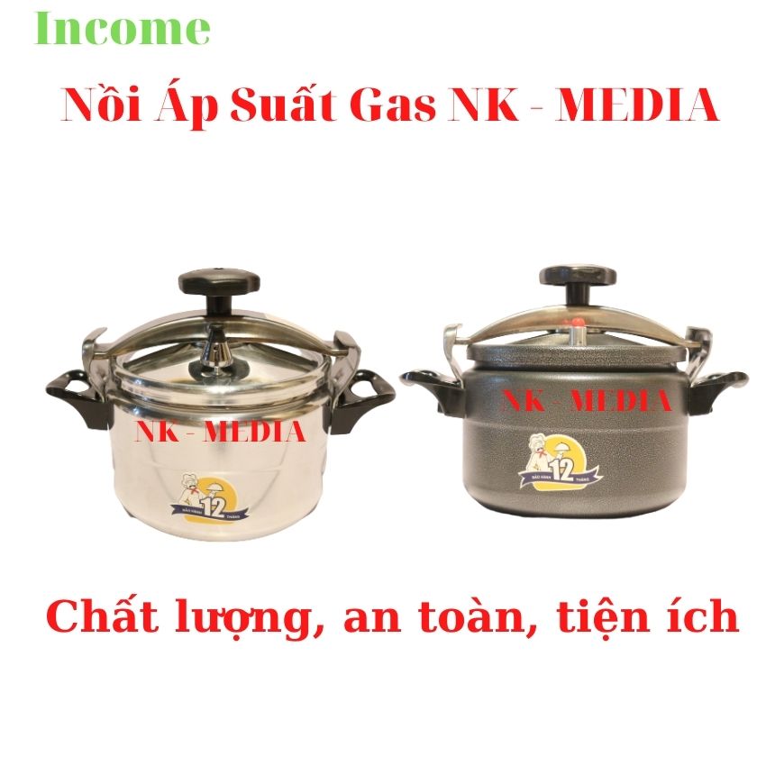 [Free Ship+KM]Nồi Áp Suất Gas NK-MEDIA 4 Lít Đáy Từ Ninh Nấu Hầm Nhanh Van Xả An Toàn Chắc Chắn Tiện Ích Tiết Kiệm Hiệu Quả INCOME SHOP