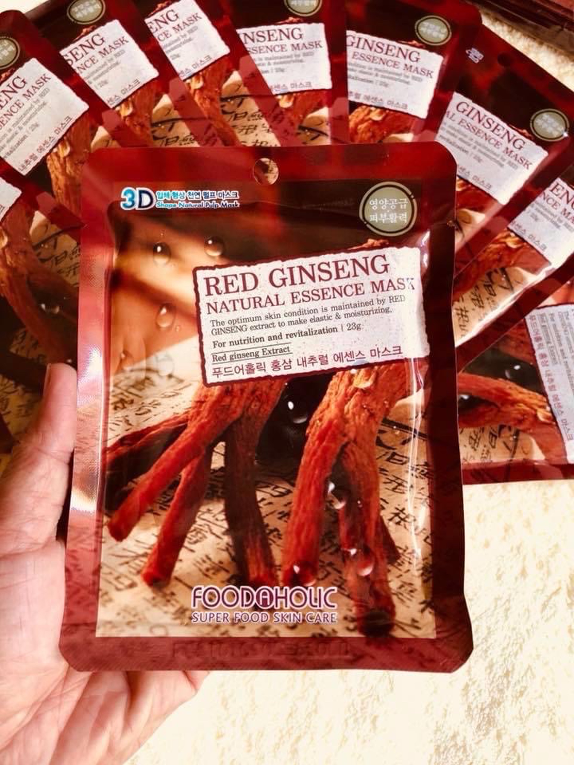 Combo 10 miếng mặt nạ dưỡng da nhân sâm đỏ 3d foodaholic hàn quốc