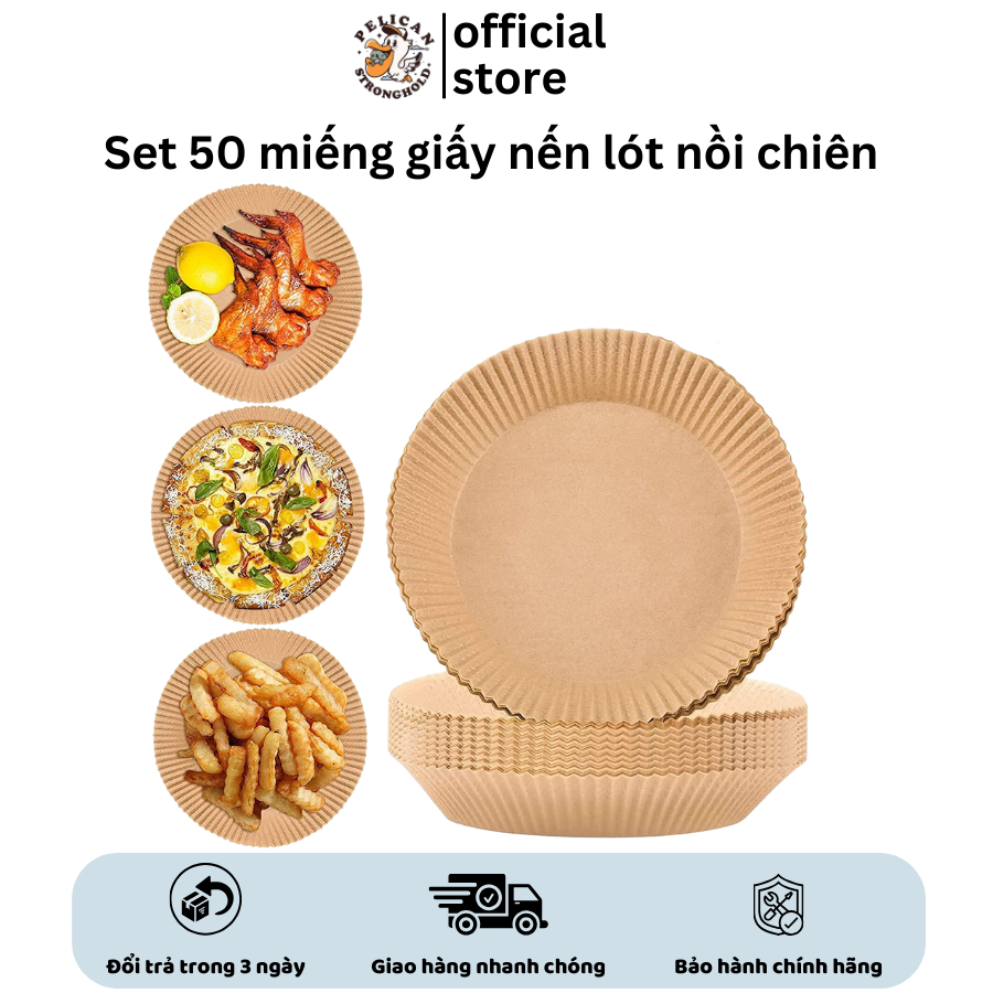 Set 50 miếng giấy nến lót nồi chiên không dầu, khay giấy nến đựng thức ăn chống dính, chống thấm hút dầu mỡ tiện dụng