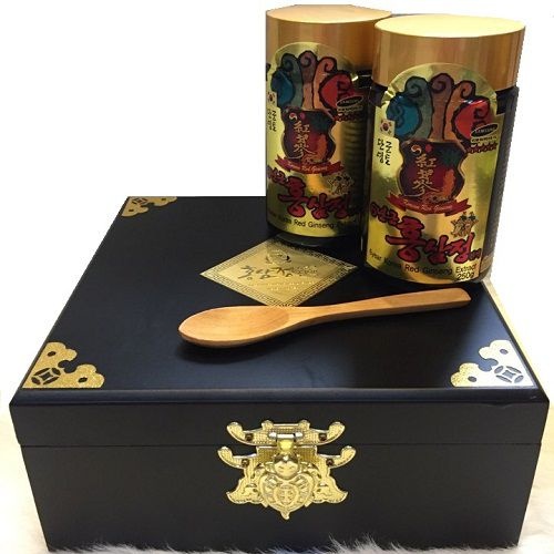 Cao Hồng Sâm Cao Cấp Hàn Quốc Hộp Gỗ Đen Hộp 2 Lọ x 250gr, Ổn Định Huyếp Áp Giúp Ngủ Sâu Giấc Và Tăng Cường Hệ Miễn Dịch