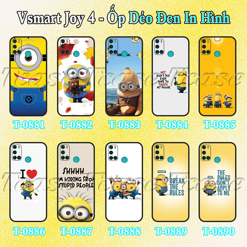 Ốp lưng Vsmart Joy 4 - Ốp dẻo đen in hình Kẻ cáp mặt trăng Mini dễ thương