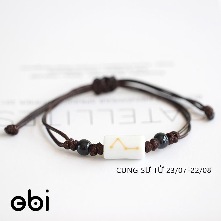 (HCM) Vòng Tay EBI Gốm 12 Cung Hoàng Đạo Dây Rút (Trắng)